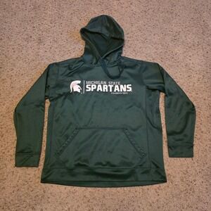 Michigan State Spartans Hoodie Mens Medium Green Performance Pullover J2 Sport